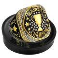 Highergo Championship Rings with Display Stand and Neck Chain Size 11 Football Soccer Basketball Volleyball Champion Rings Trophy Rings Sport Award Gift for Winner Tournament Award Gift(Champion)
