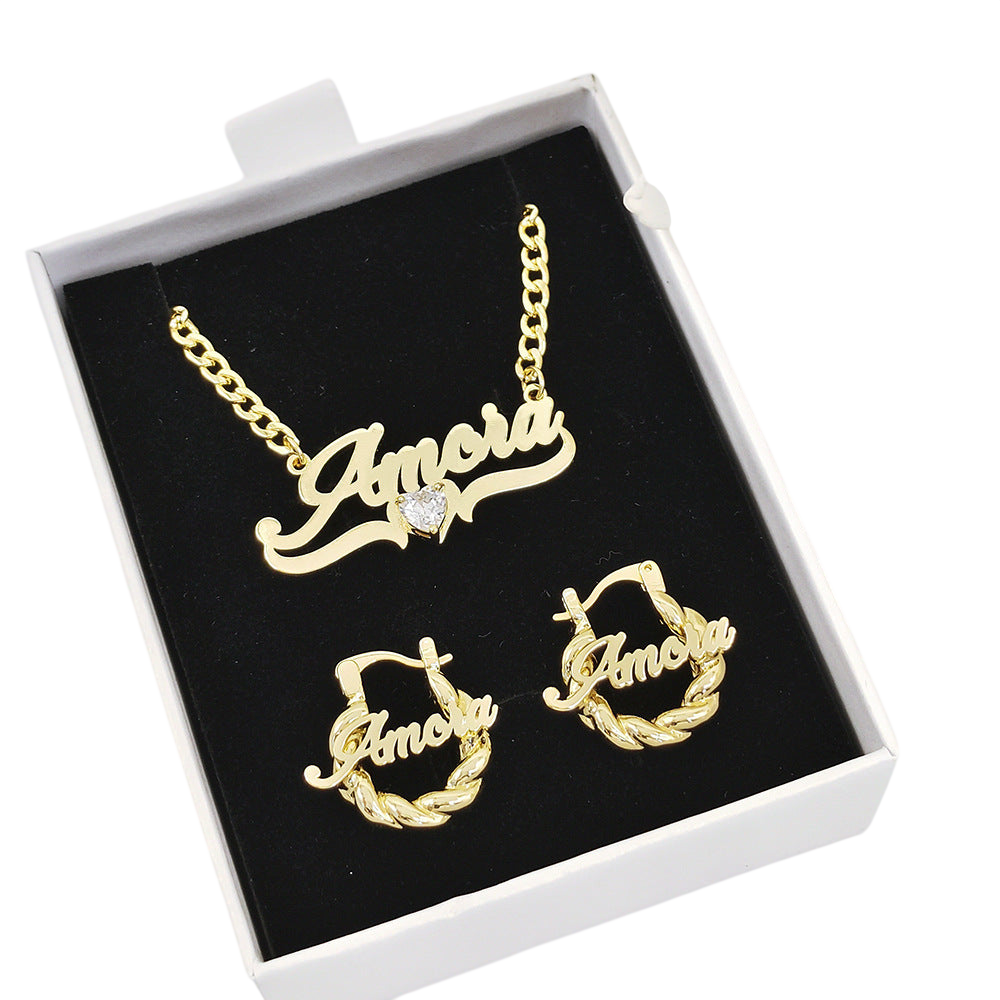 Personalized DIY Name Necklace with Heart Birthstone