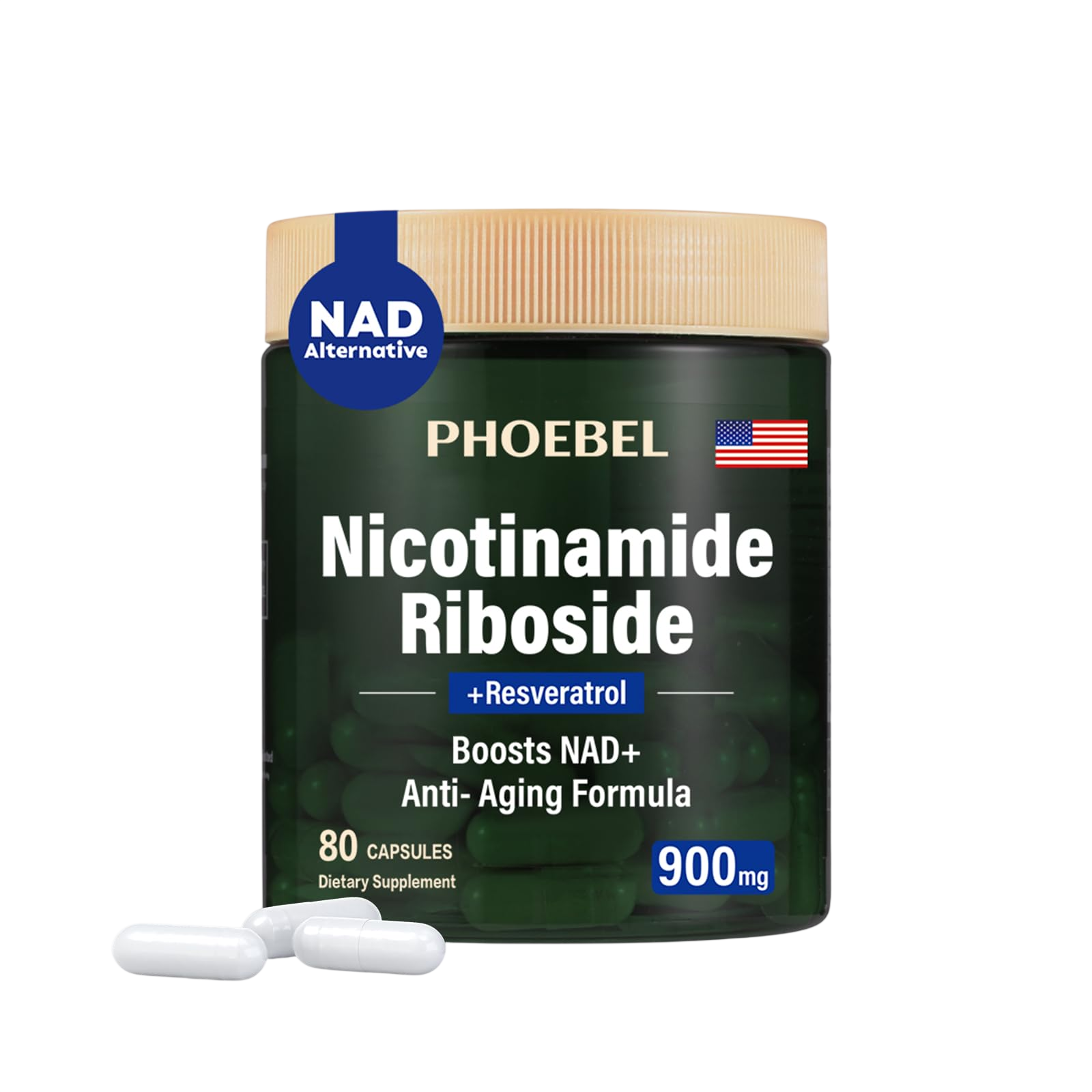 New Supplement Nicotinamide Riboside Resveratrol 900Mg Supplement For Men And Women80 Capsules