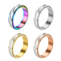 fekang Anxiety Rings Fidget Rings for Women Stress Relief Spinner Rings for Anxiety Stress Rings 4Pcs 6MM Titanium Steel Rings Size 5-12 (7 6mm spinner rings 4pcs/ Frosted+Diagonal)