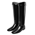 Vaslemuse Women Knee High Flat Boots Square Toe Long Leather Boots Block Low Heel Knee Fall Riding Boots With Back Zips Black Size 7 5
