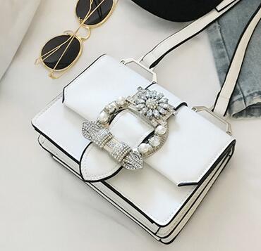 Elegant Women's Designer Diamond Lock Handbags in PU Leather