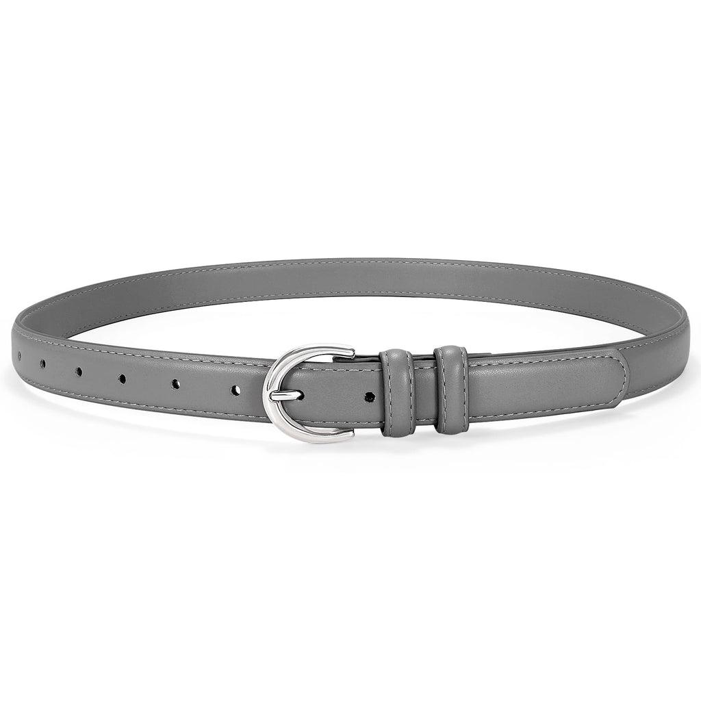 SANSTHS Women Leather Belt for Jeans Fashion Ladies Dress Belt With Single Prong Buckledark greyS