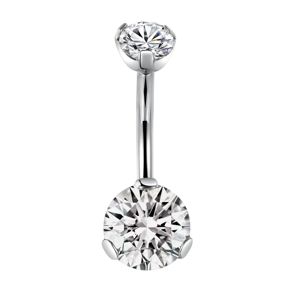 FUNLMO Titanium Belly Button Rings Belly Piercing Jewelry 14G Belly Rings for Women Belly Piercings Navel Rings Navel Jewelry Navel Barbell Stud Double Cube Zircon Inlaid Internally Threaded