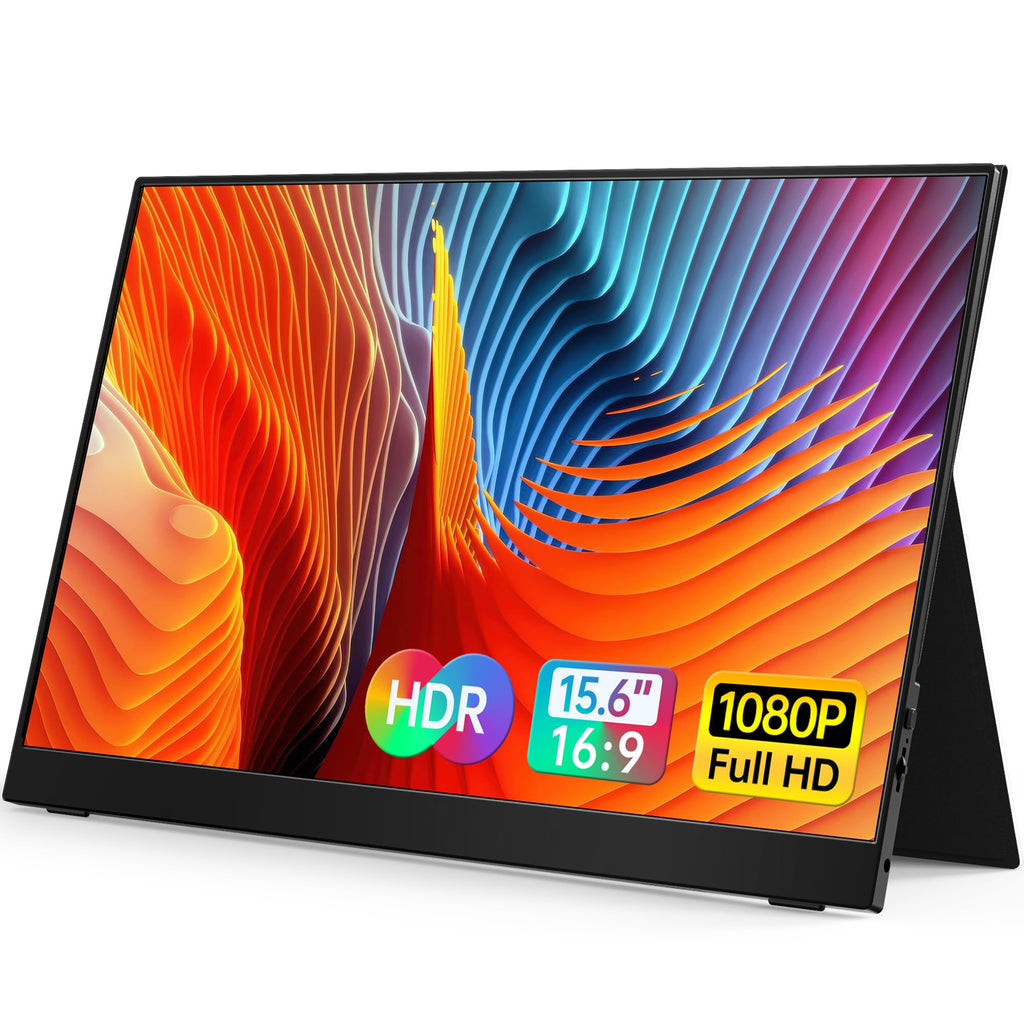 VILVA Portable-Monitor-for-Laptop - 15.6 1080P FHD IPS Display USB-C HDMI Portable Monitor for Laptop with Cover and Speakers External Monitor for Laptop/PC/Mac/Phone/Xbox Switch/PS4/