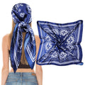 Giantree Women Square Satin Head Scarves Satin Scarf 35" Large Soft Square Satin Scarf Bandana Scarf Satin Womens Scarves Neck Headscarf Decoration Headwear Gift for Women(Navy Blue)