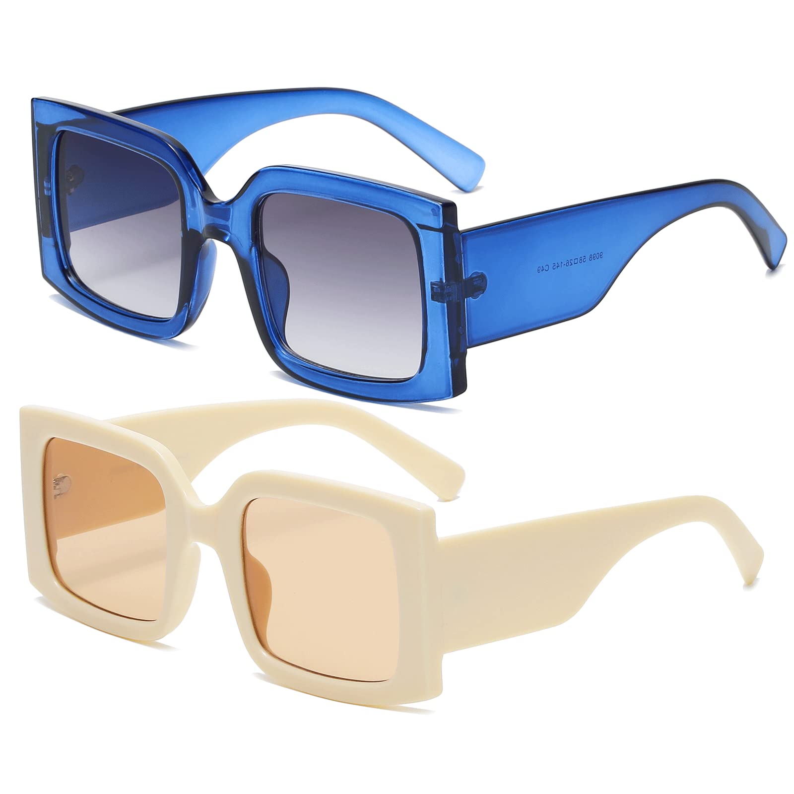 YAMEIZE Vintage Oversized Sunglasses for Women Men Trendy Square Frame UV400 Protection Sun Glasses