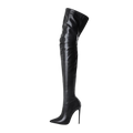 Ying Lan Over The Knee High Boots For Women Sexy Zipper Pointed Toe High Heel Faux Leather Surgical Stretch Riding Thigh High Boots Black Size 4 5