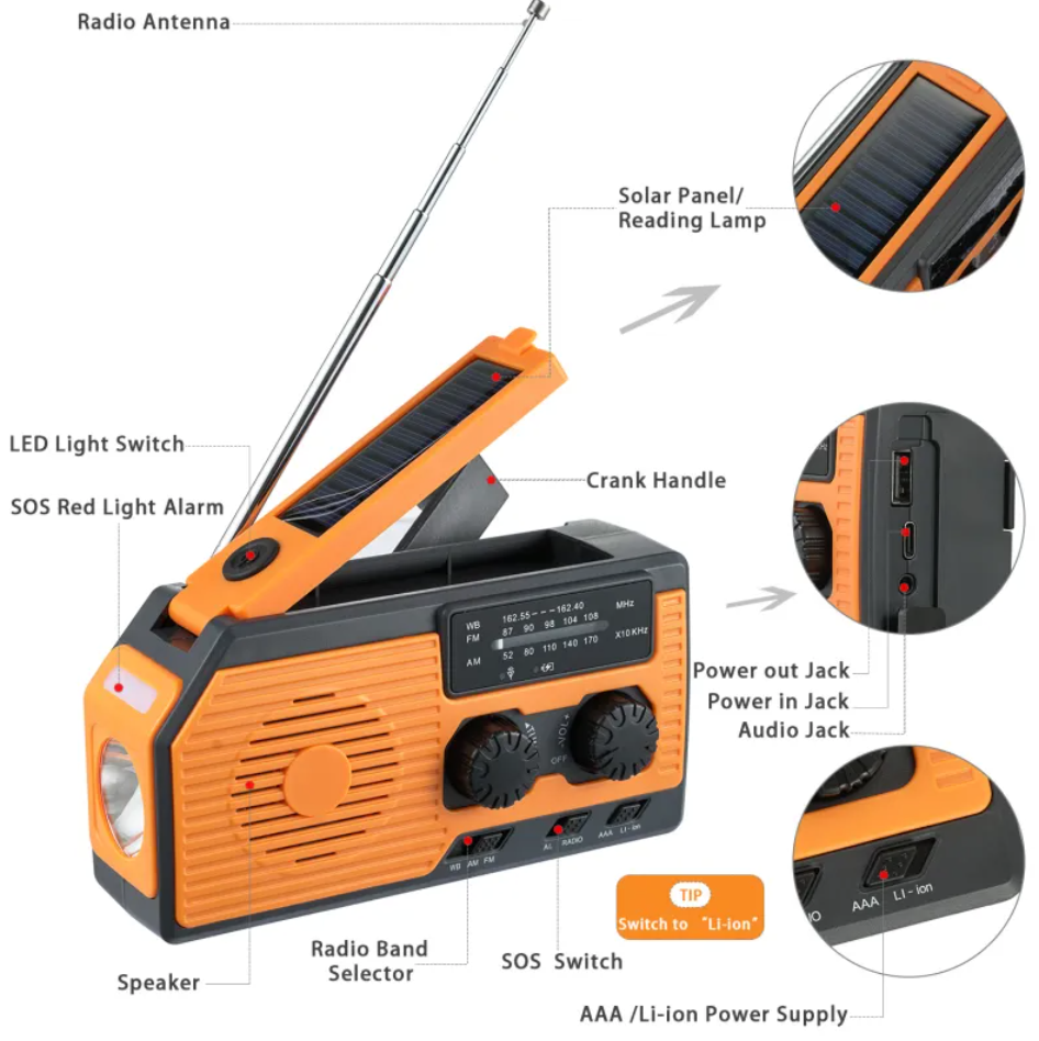 Mini Hand-Crank Solar Emergency Radio with Light