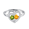 Iefil August November Birthstone Rings Peridot Citrine Jewelry Sterling Silver Rings Engagement Rings for Women Anniversary Women Gifts Wife Christmas Gifts