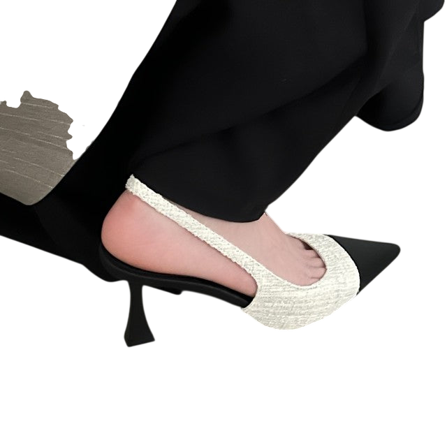 Womens Real Leather Slingback Square Toe Pumps