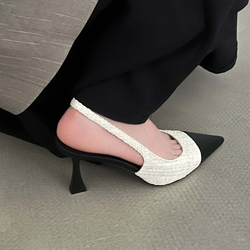 Women's Real Leather Slingback Square Toe Pumps