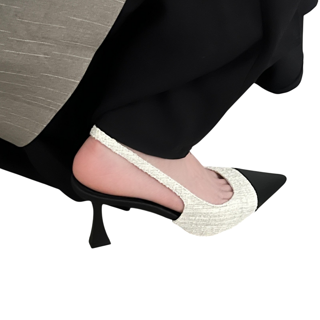 Womens Real Leather Slingback Square Toe Pumps