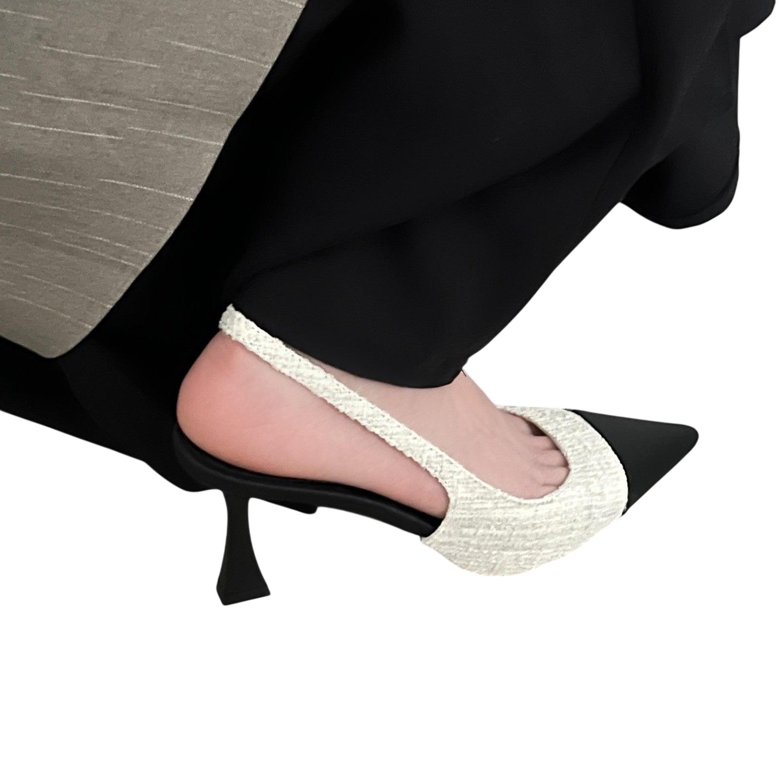 Womens Real Leather Slingback Square Toe Pumps