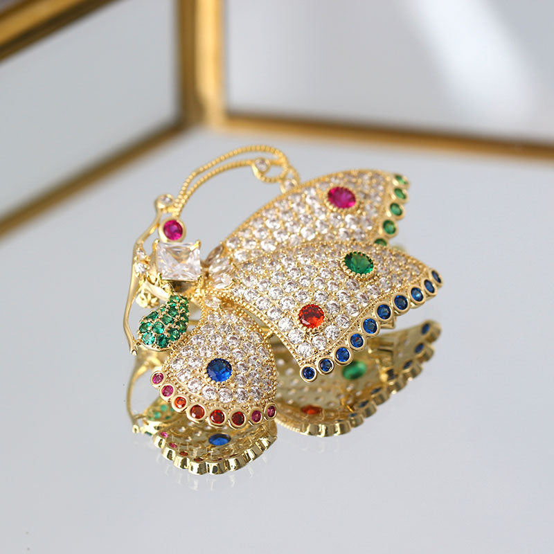 Colorful Butterfly Zircon Brooch for Jackets & Scarves