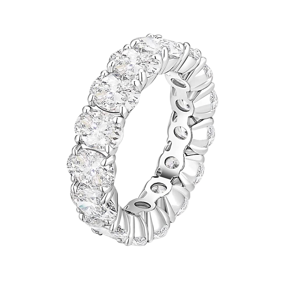 EAMTI Wedding Bands for Women Oval Cut Stackable CZ Cubic Zirconia Engagement Rings Eternity Band Rings Size 8.5