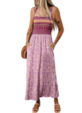 Dokotoo Midi Dresses For Women Printed Summer Dresses For Women 2024 Trendy Maxi Dresses Sleeveless Purple X Large