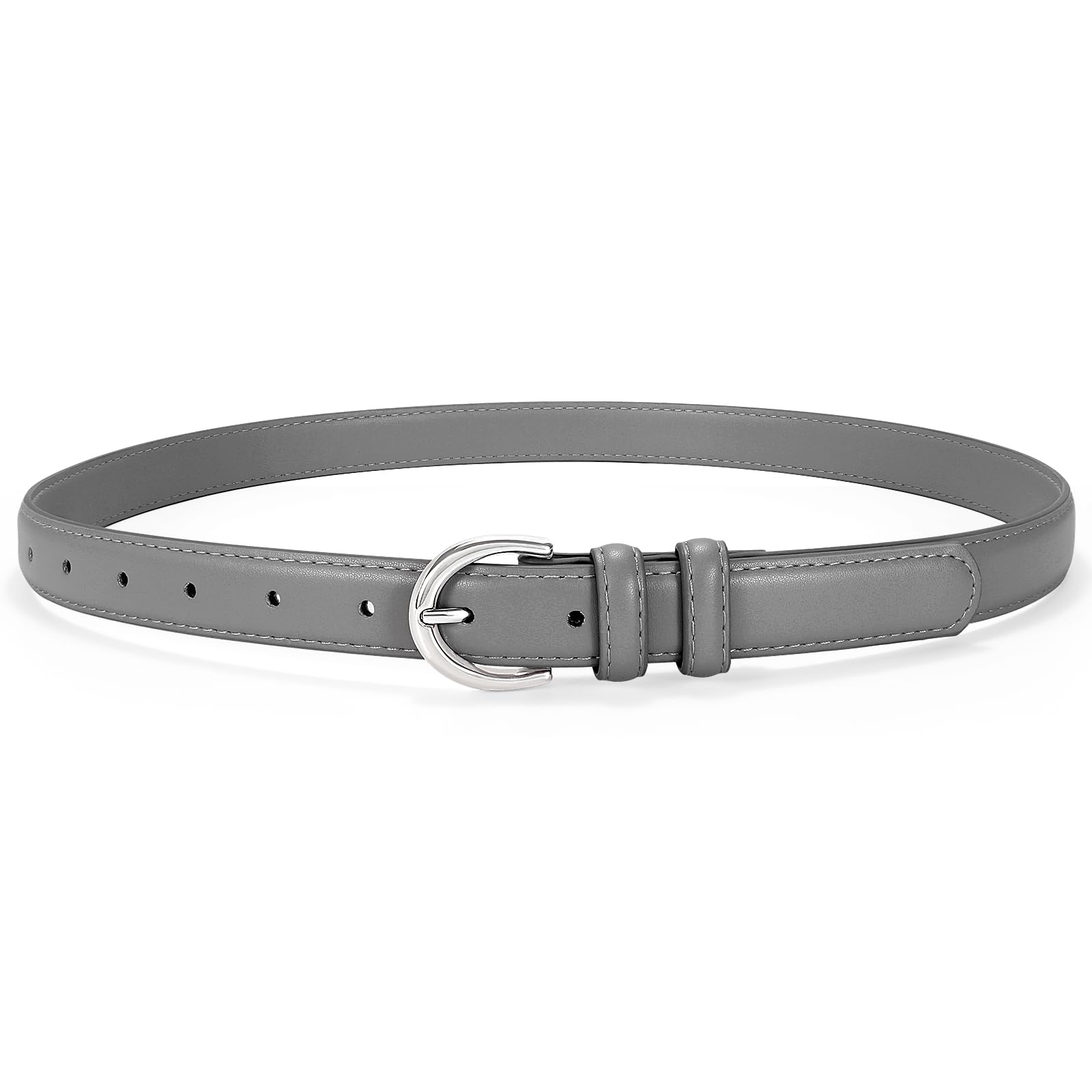 SANSTHS Women Leather Belt for Jeans Fashion Ladies Dress Belt With Single Prong Buckledark greyS