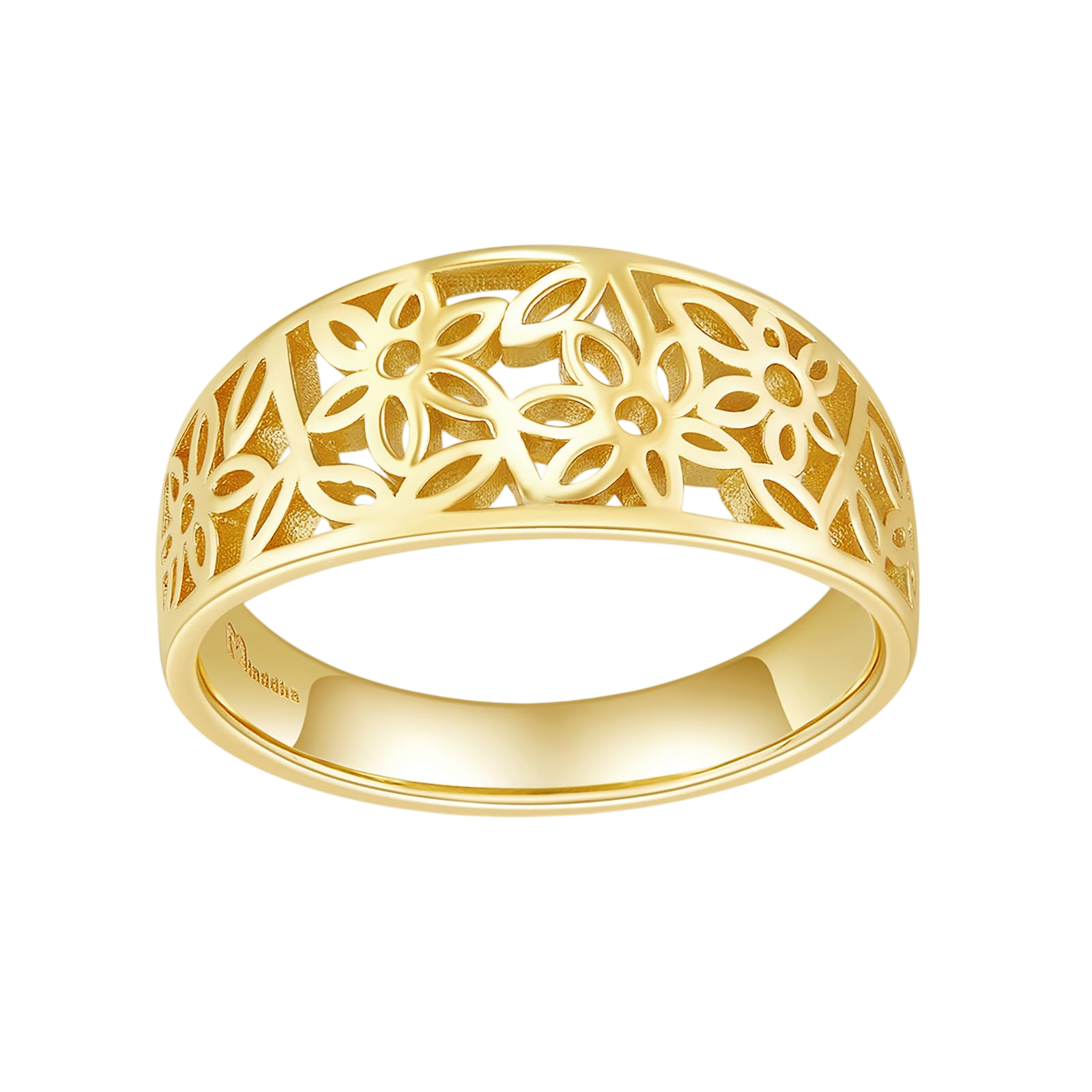 Minddha Gold Rings Gold Rings For Women Womens Rings Gold Band Rings For Women 14K Gold Plated Rings Victorian Flower Filigree Vintage Statement Ring 10Mm Band Size 5