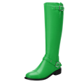 Wayderns Green Knee High Boots For Women Low Heel Round Toe 1 Inch Tall Boots Zipper Comfortable Riding Party Fall Winter Boots Size 11