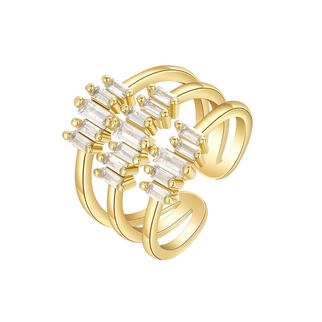KissYan Gold Rings for Women 14K Gold Plated Adjustable Statement Irregular Geometric Diamond Chunky Finger Rings Twisted Open Stackable Band Rings Dainty Cubic Zirconia Jewelry Gifts(R27)