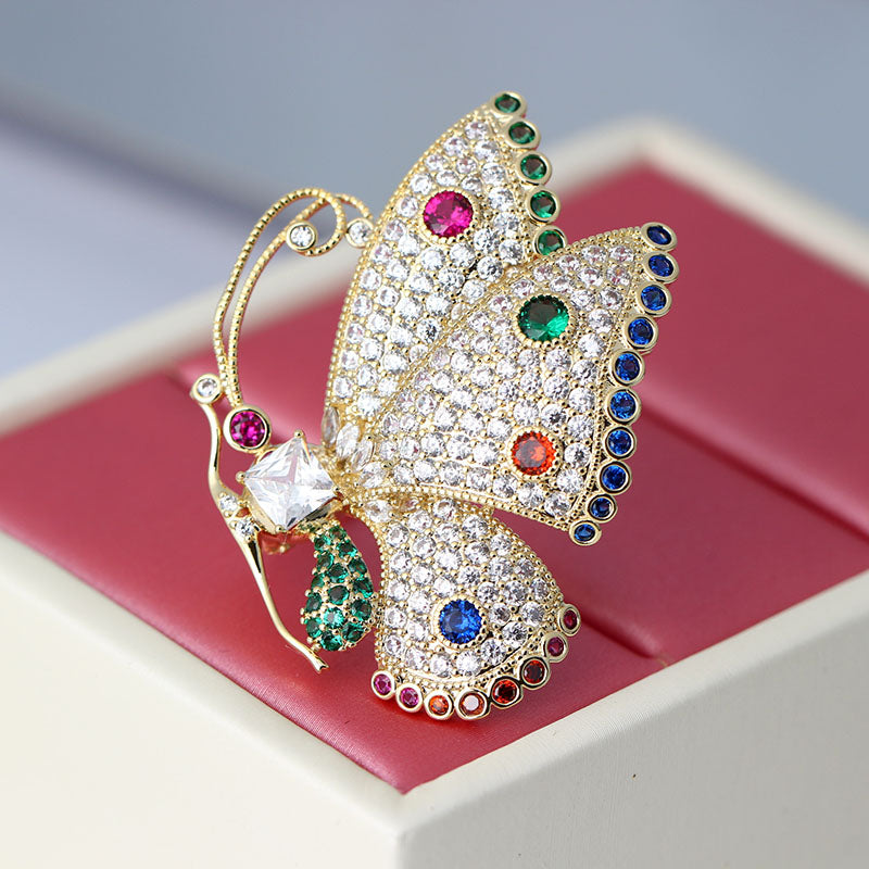 Colorful Butterfly Zircon Brooch for Jackets & Scarves