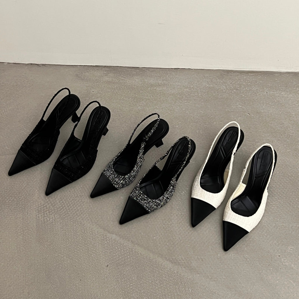 Women's Real Leather Slingback Square Toe Pumps