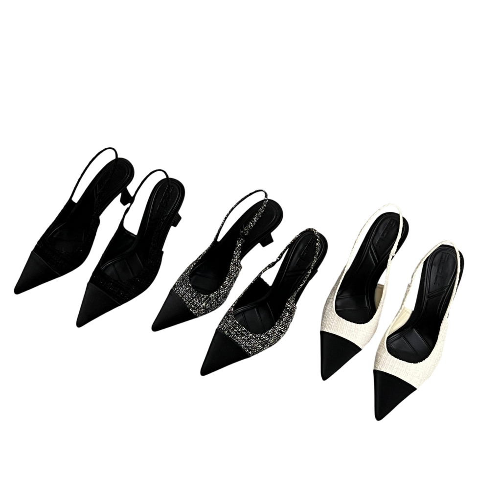 Womens Real Leather Slingback Square Toe Pumps