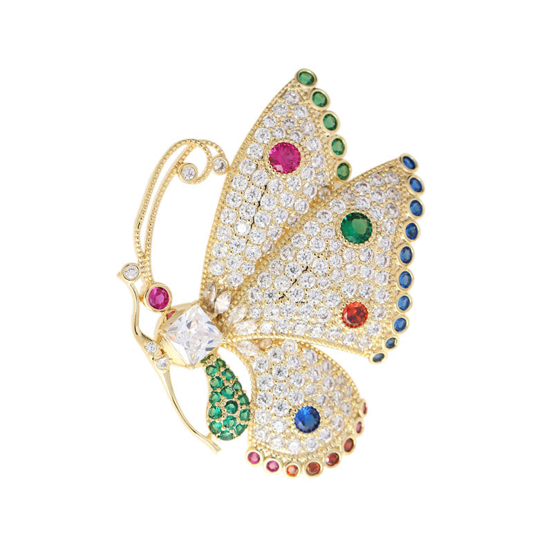 Colorful Butterfly Zircon Brooch for Jackets & Scarves