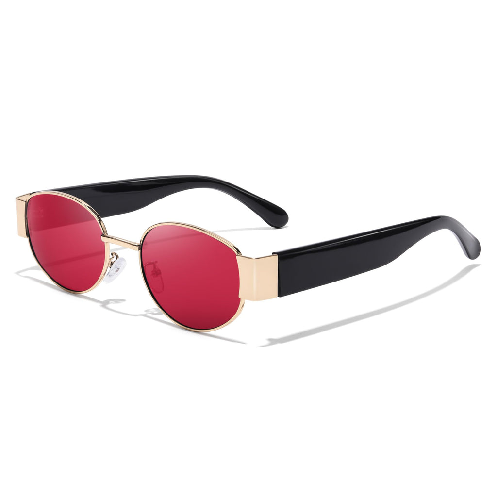 SODQW Retro Oval Sunglasses for Women 90s Vintage Designer Ladies Shades Trendy Fashion Sun Glasses