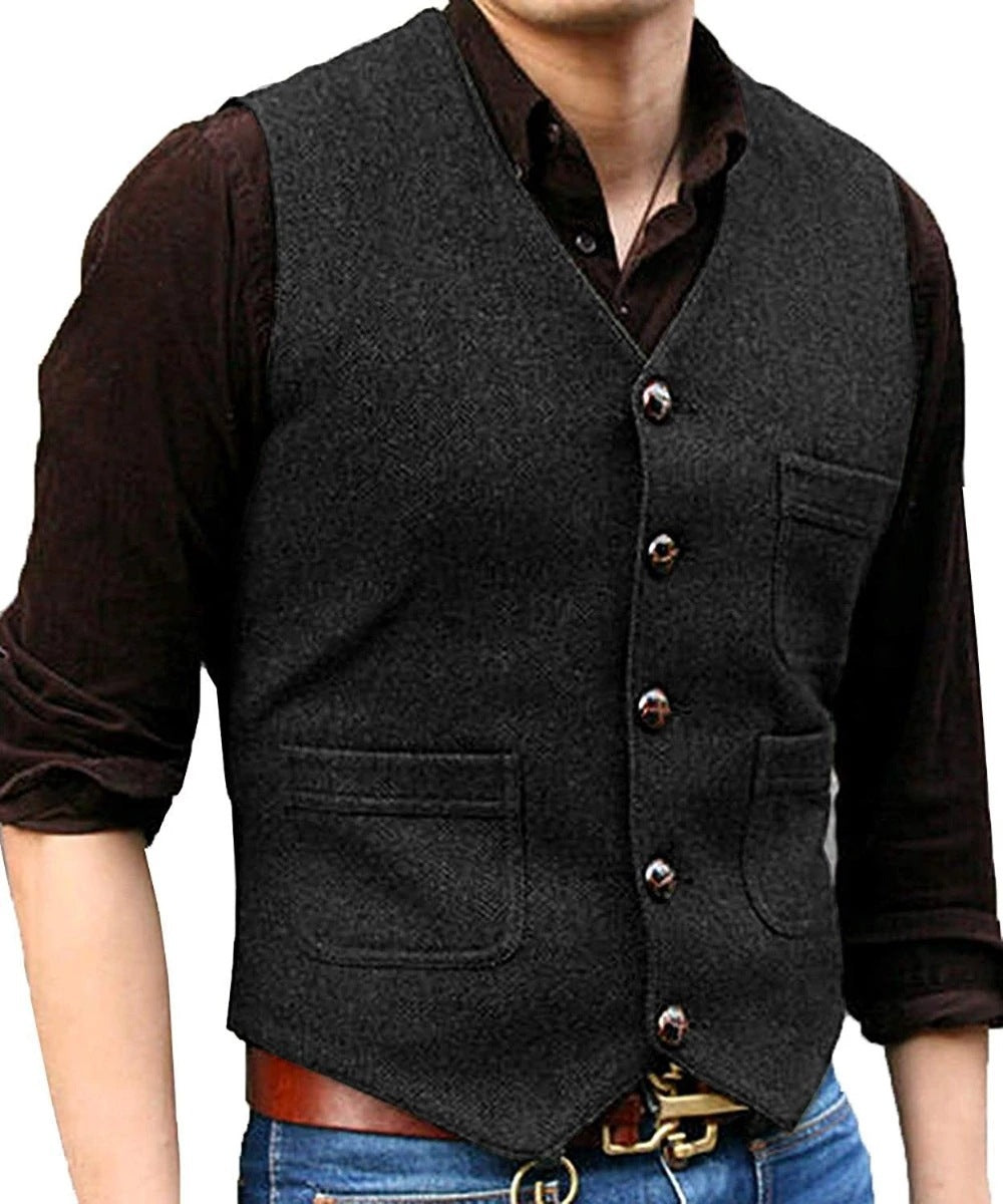 Men's Vest in Organic Cotton, Wool, and Cashmere Blend