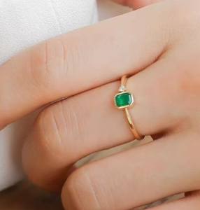 Emerald Diamond Ring for Women with Colored Stones