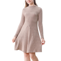 Tatakeri Girls Sweater Dresses Ribbed Mock Neck Long Sleeve Dresses For Girls Knit Fall Dress Little Girl Winter Dresses Pink