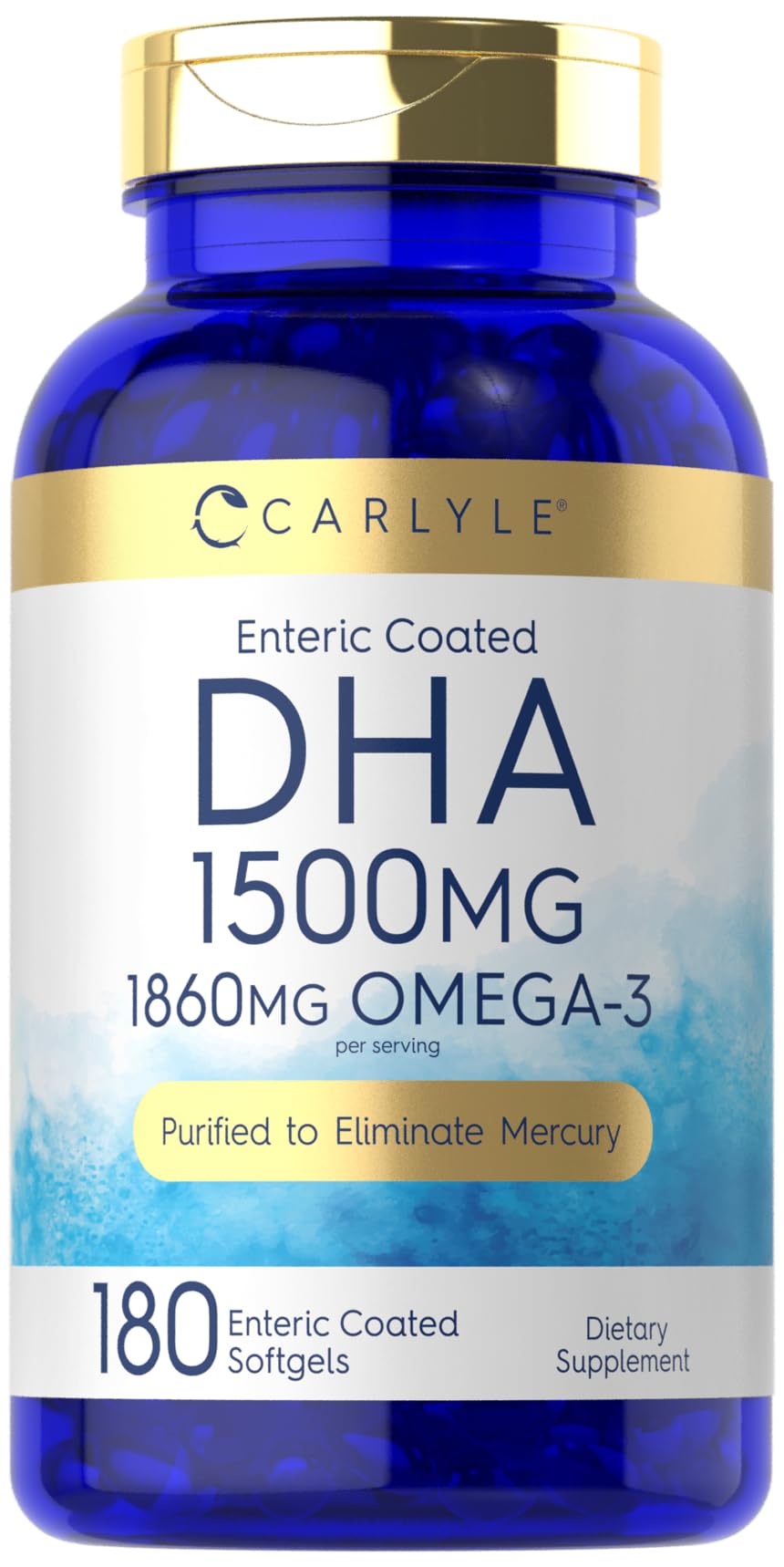 Carlyle DHA Supplement 1500mg | 180 Softgels | Omega-3 Supplement | Non-GMO Gluten Free