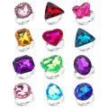RICHNESS Adjustable Little Girl Jewel Rings Kids Gift Play Rings Multi Shapes Colorful Princess Pretend Jewel Rings Box Packed 12pcs …