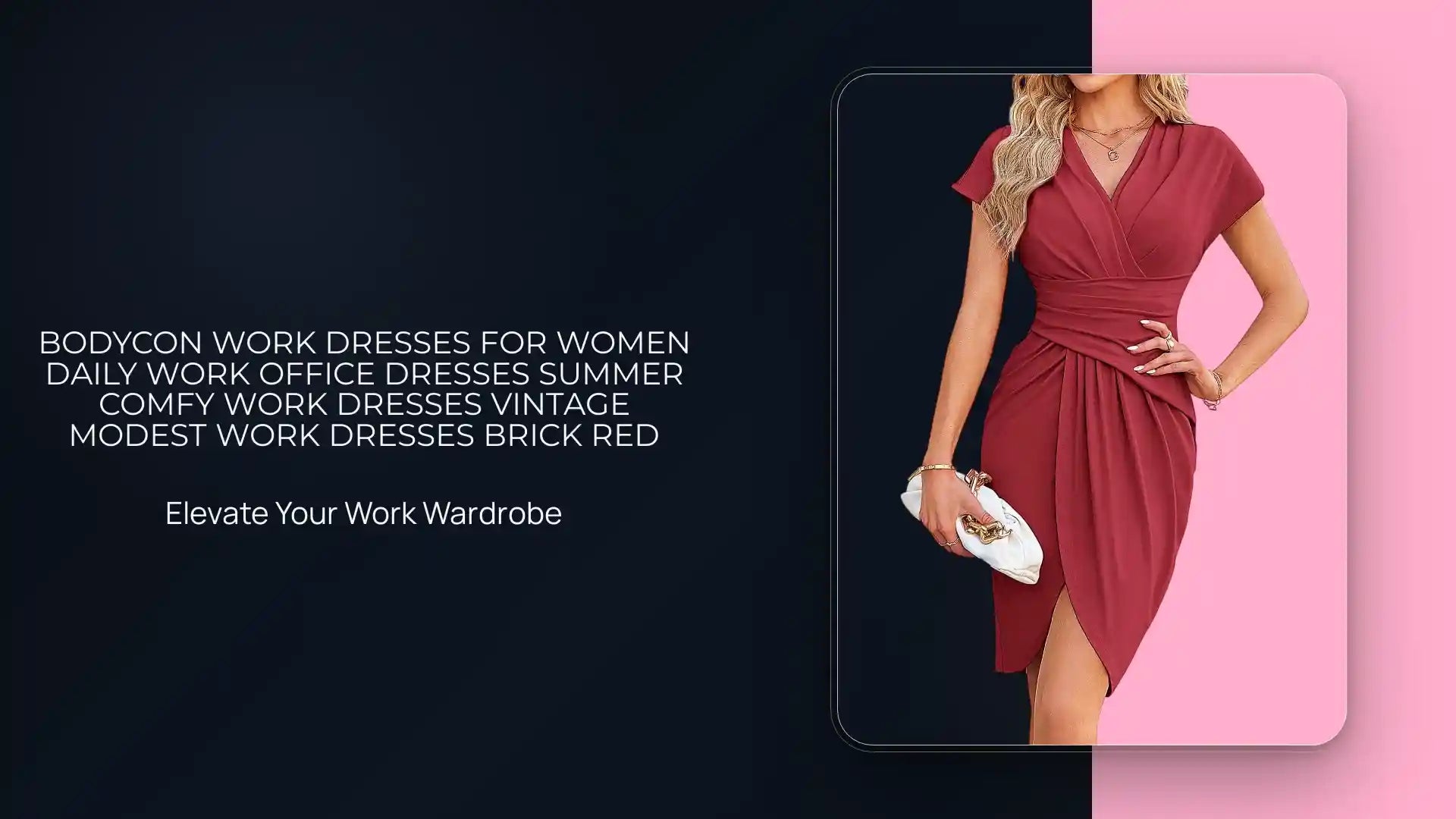 Bodycon Work Dresses For Women Daily Work Office Dresses Summer Comfy Work Dresses Vintage Modest Work Dresses Brick Red by@Outfy